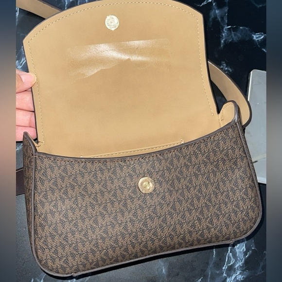 Michael Kors Brown Signature Leather Stripe Waist Fanny Belt Bag S/M - Picture 12 of 13